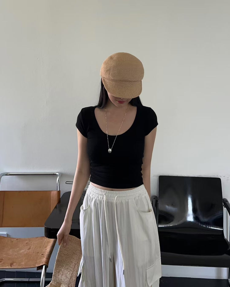 美色親膚U領修身上衣