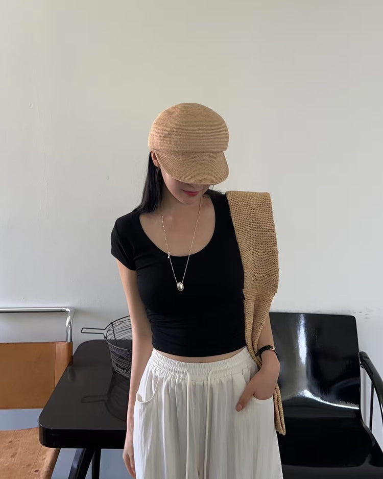 美色親膚U領修身上衣