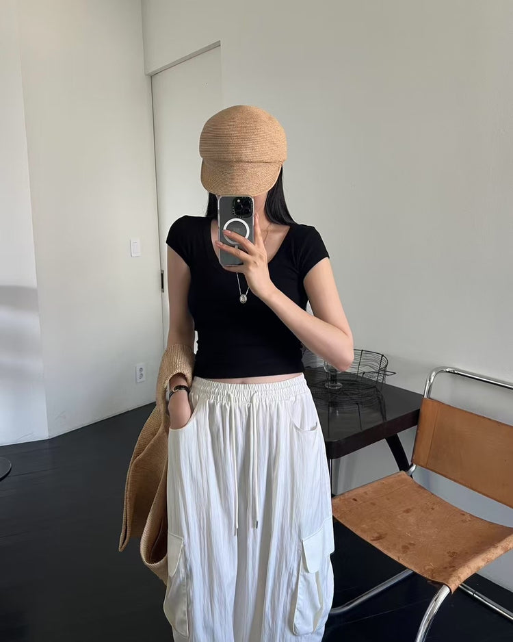 美色親膚U領修身上衣