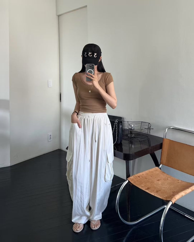 美色親膚U領修身上衣