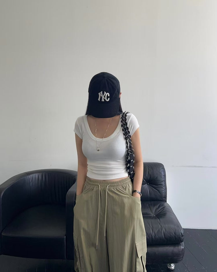 美色親膚U領修身上衣