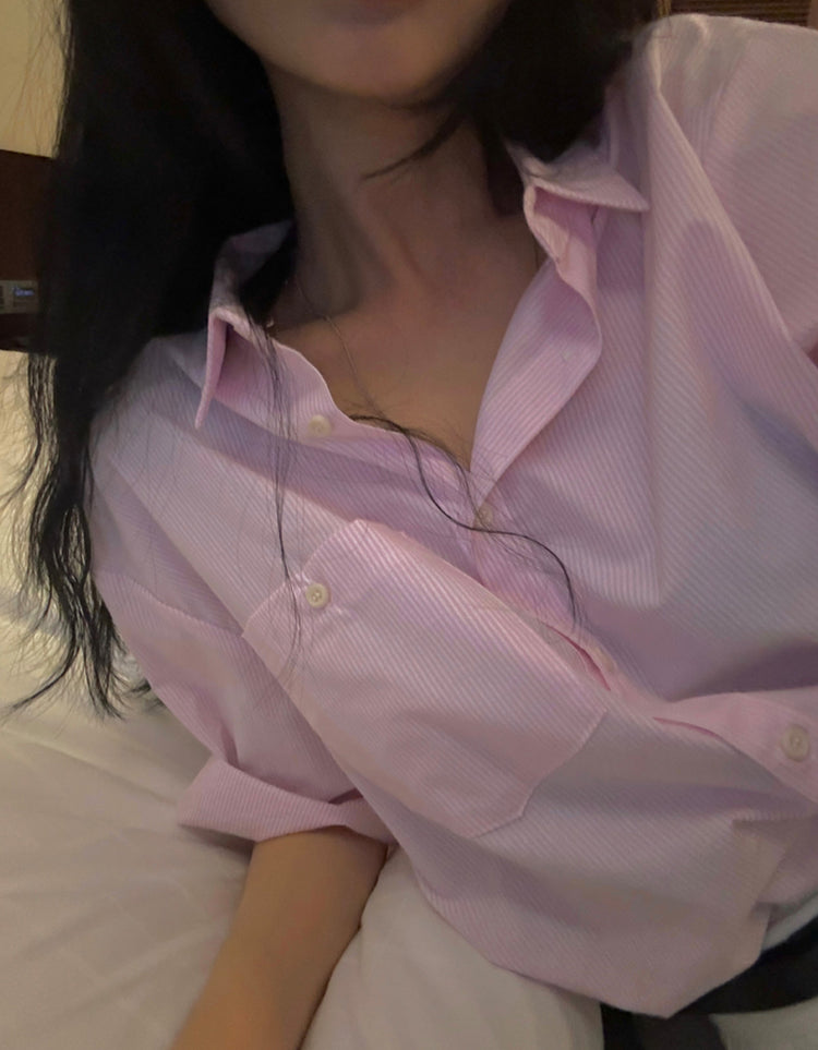 美色休閒感短袖襯衫