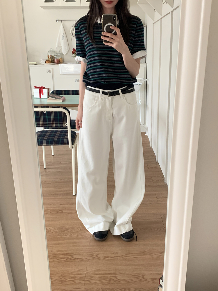 美色休閒感短袖襯衫