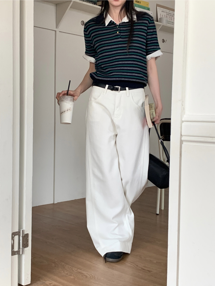 美色休閒感短袖襯衫