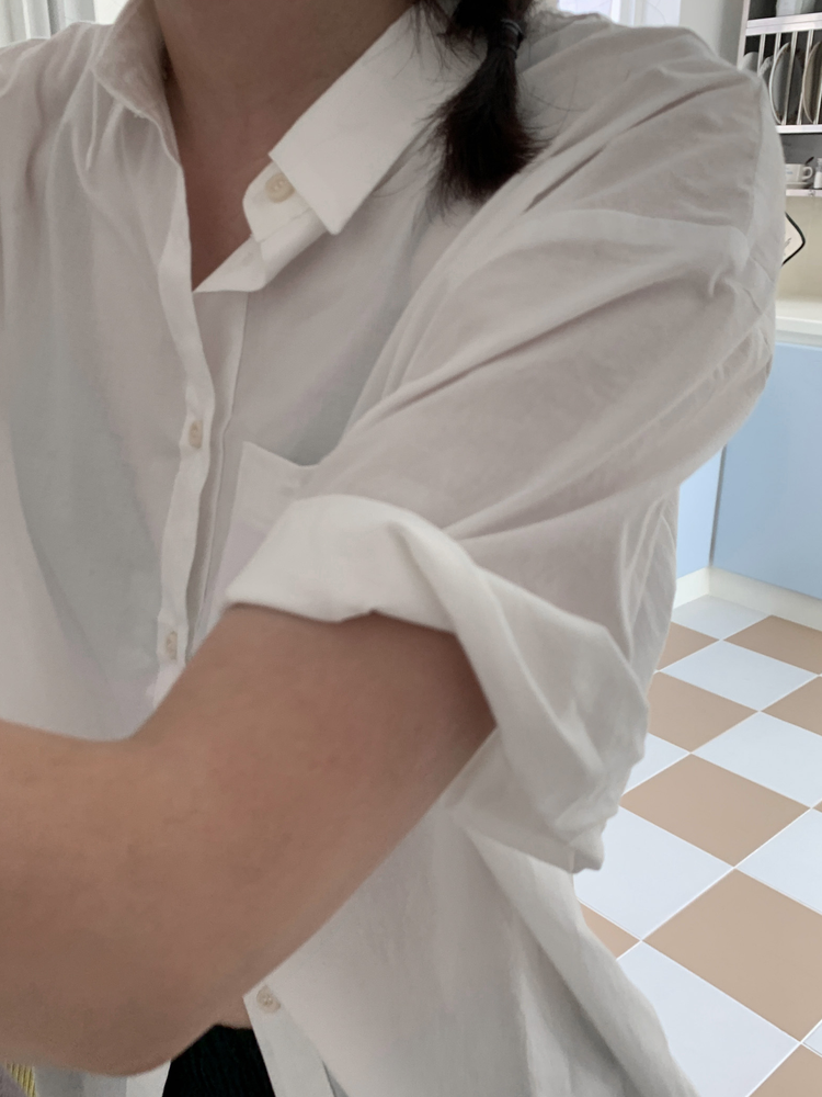 美色休閒感短袖襯衫
