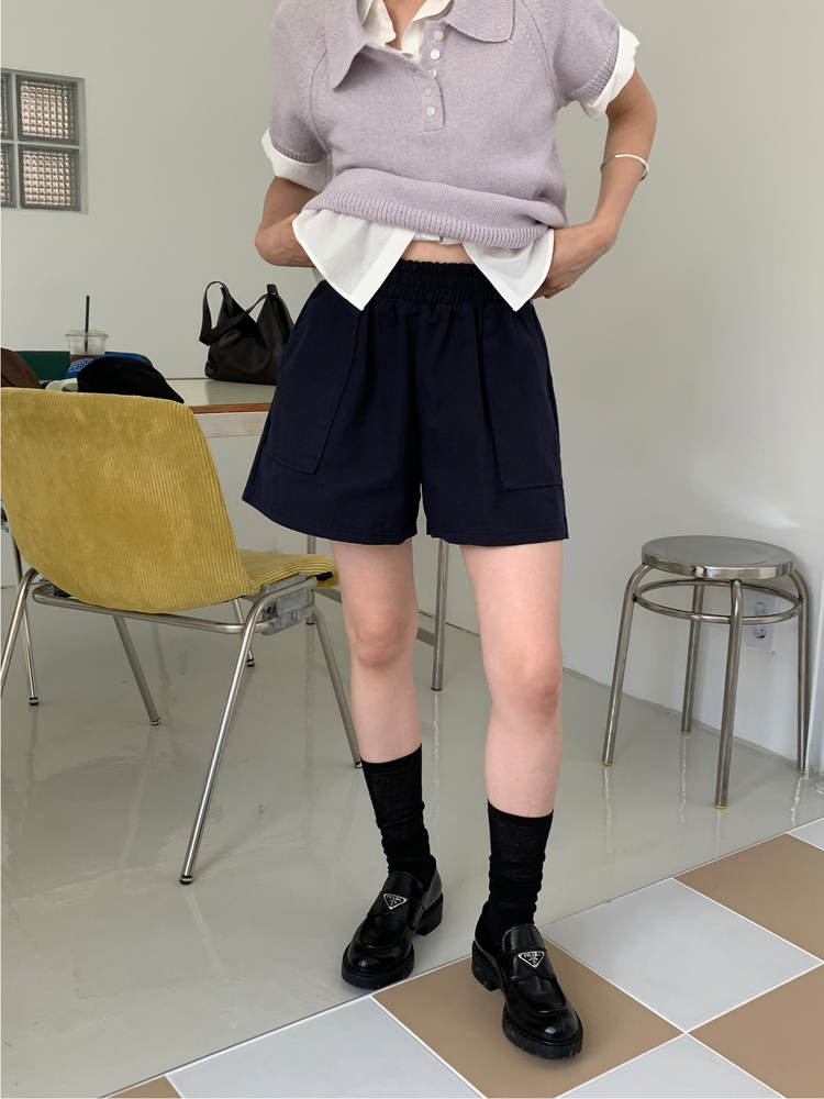 美色休閒感短袖襯衫