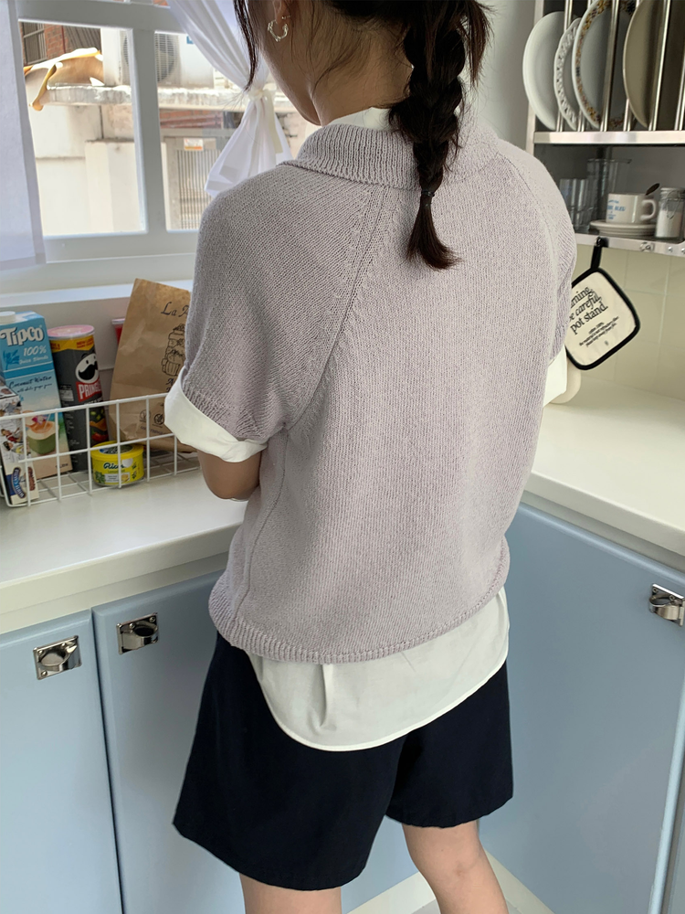 美色休閒感短袖襯衫