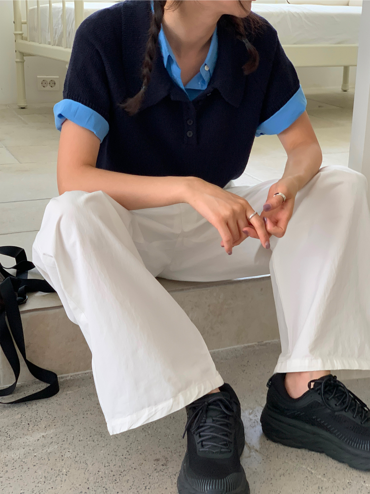 美色休閒感短袖襯衫