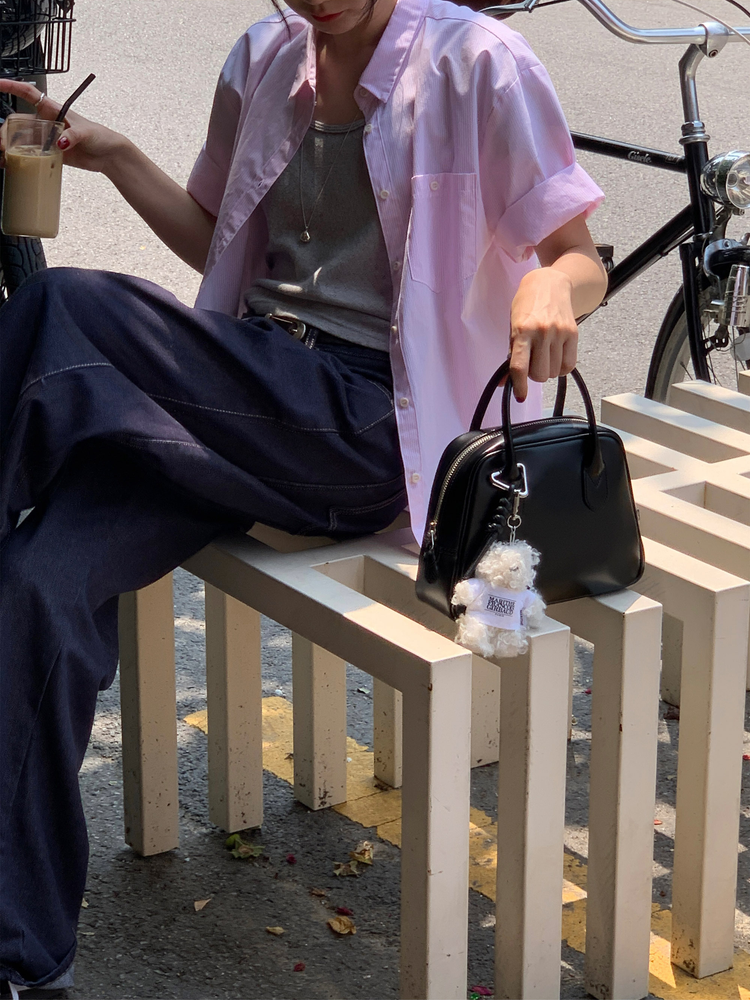美色休閒感短袖襯衫