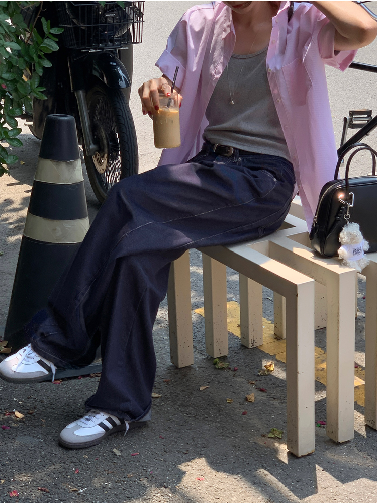 美色休閒感短袖襯衫