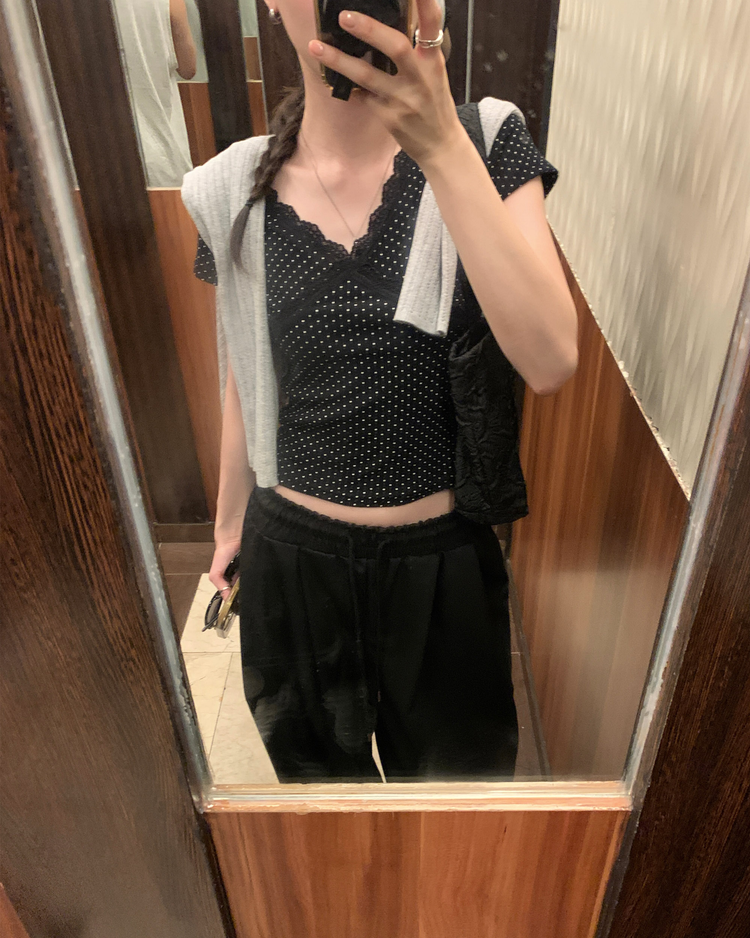 雙壓褶鬆緊腰垂帶闊褲