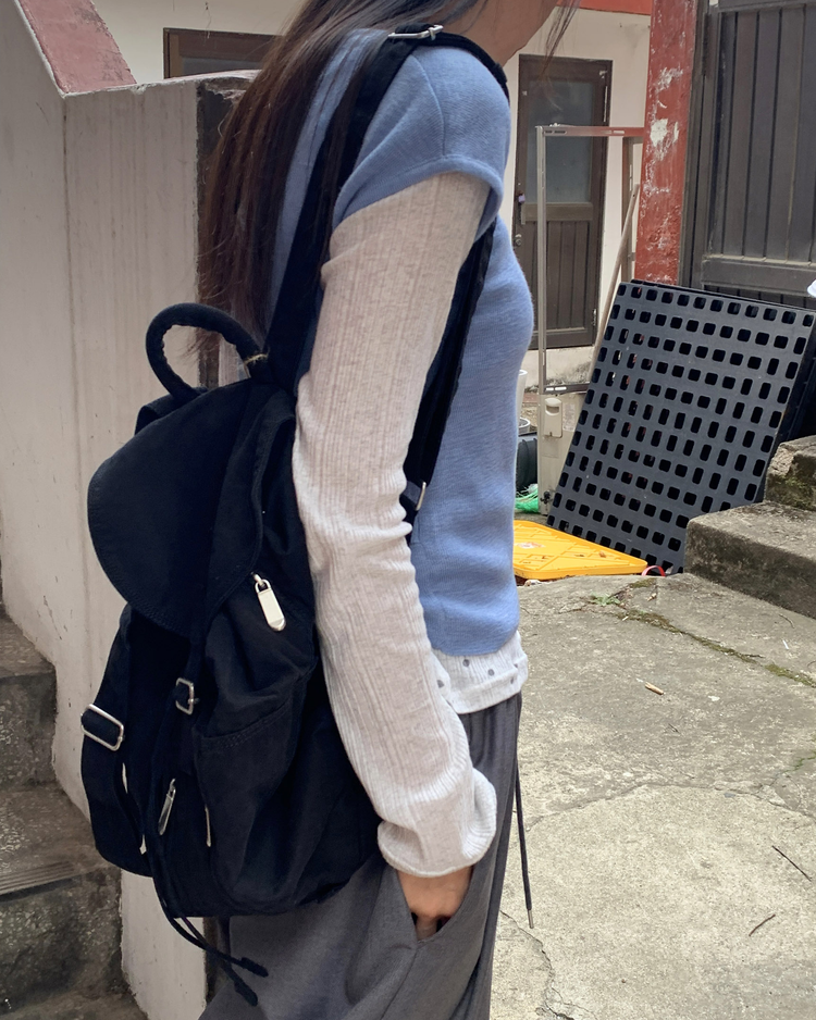雙壓褶鬆緊腰垂帶闊褲