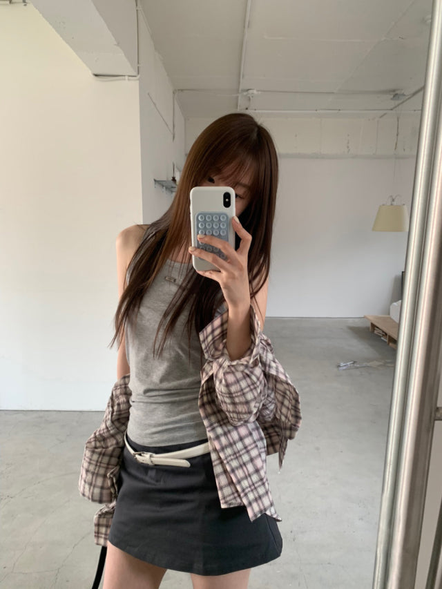 高質親膚金屬扣細節背心
