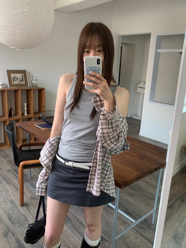 高質親膚金屬扣細節背心