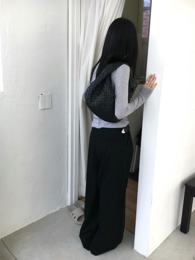 高領天絲雙面穿壓線細節上衣