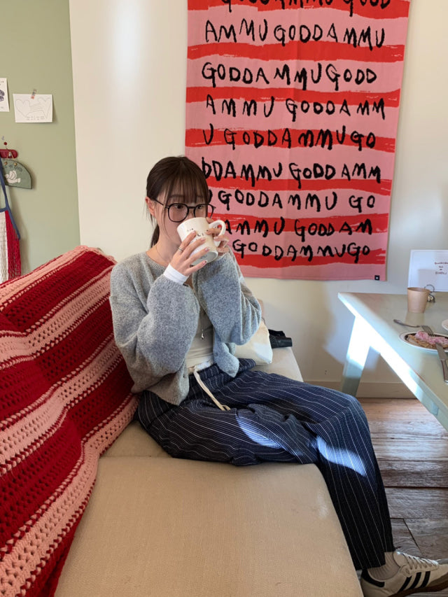 花邊撞色細節休閒直褲
