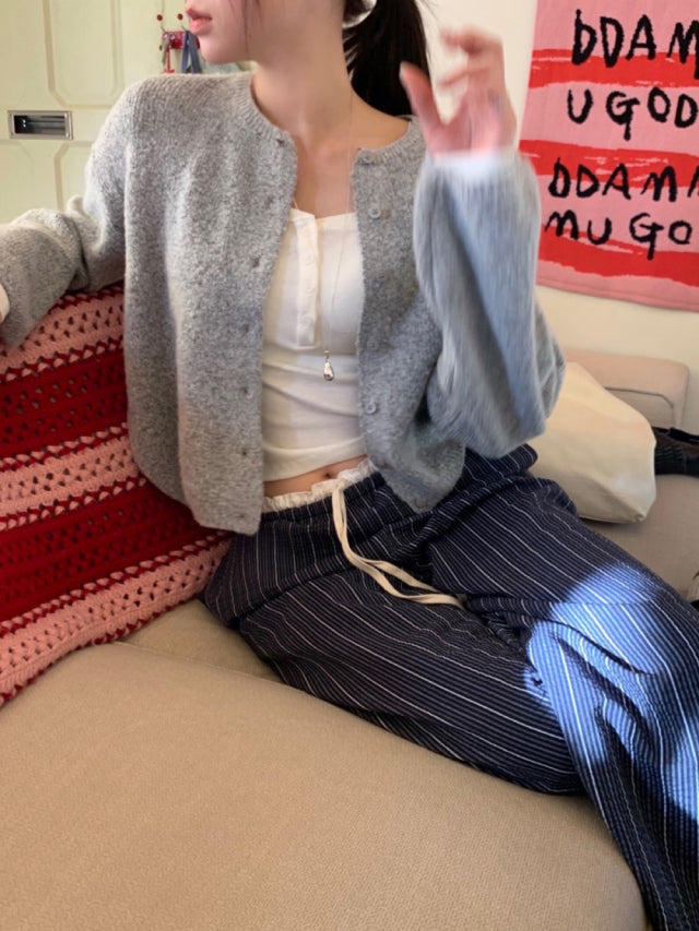 花邊撞色細節休閒直褲