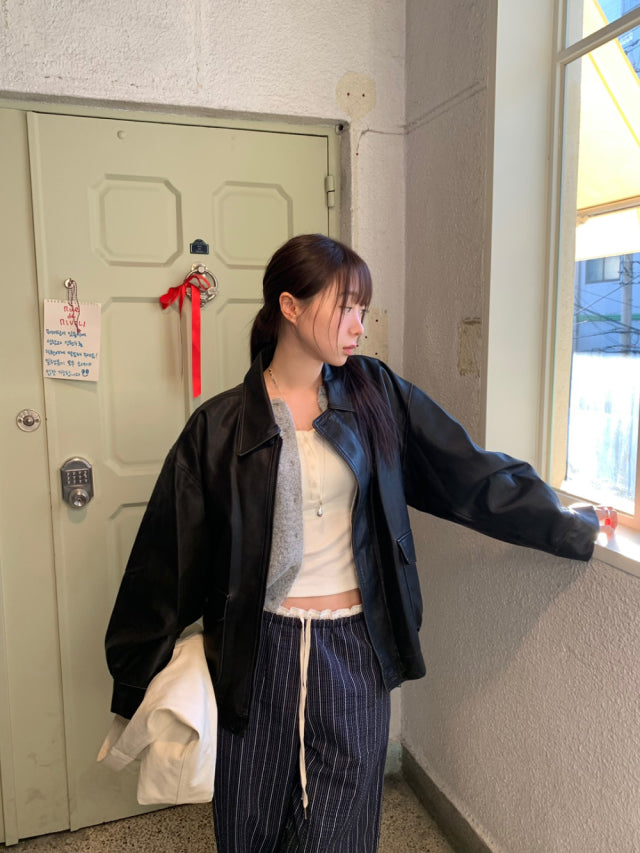 花邊撞色細節休閒直褲