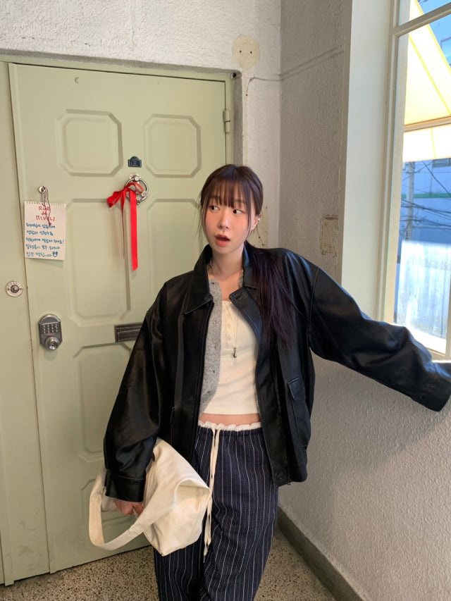 花邊撞色細節休閒直褲