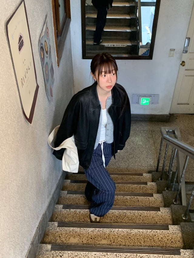 花邊撞色細節休閒直褲