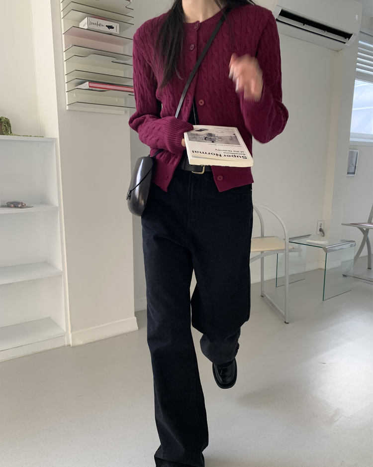 輕磨毛基礎直腿牛仔褲