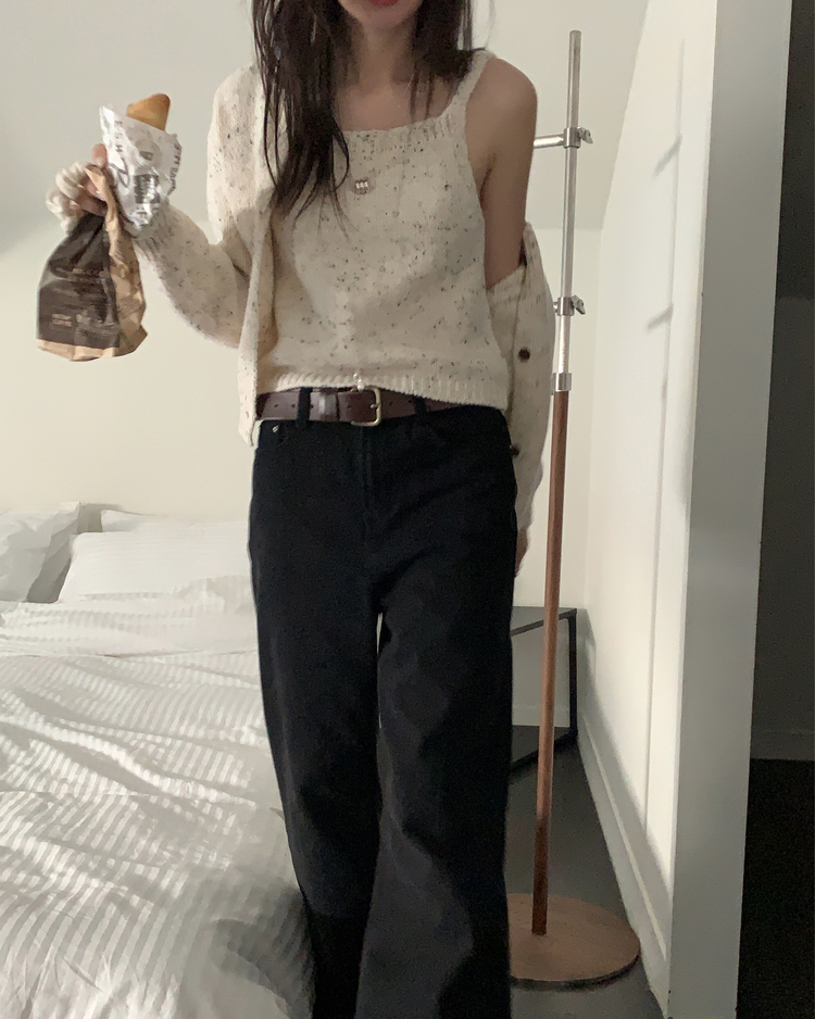 輕磨毛基礎直腿牛仔褲