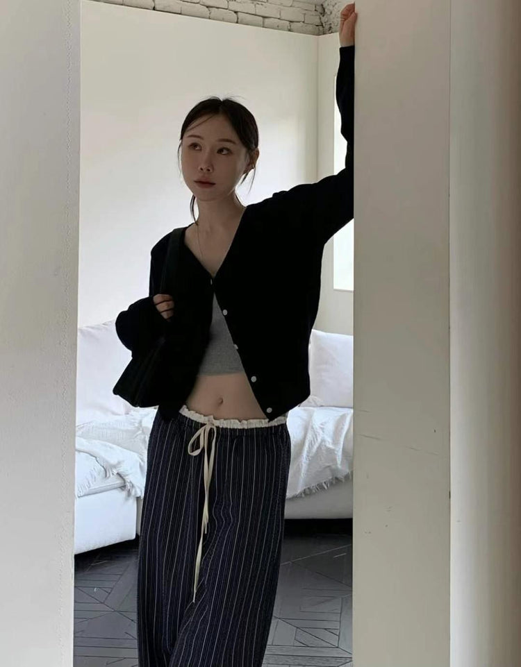 花邊撞色細節休閒直褲
