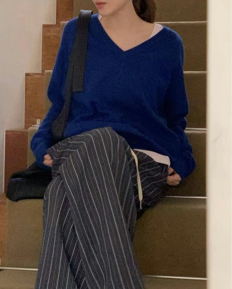 花邊撞色細節休閒直褲