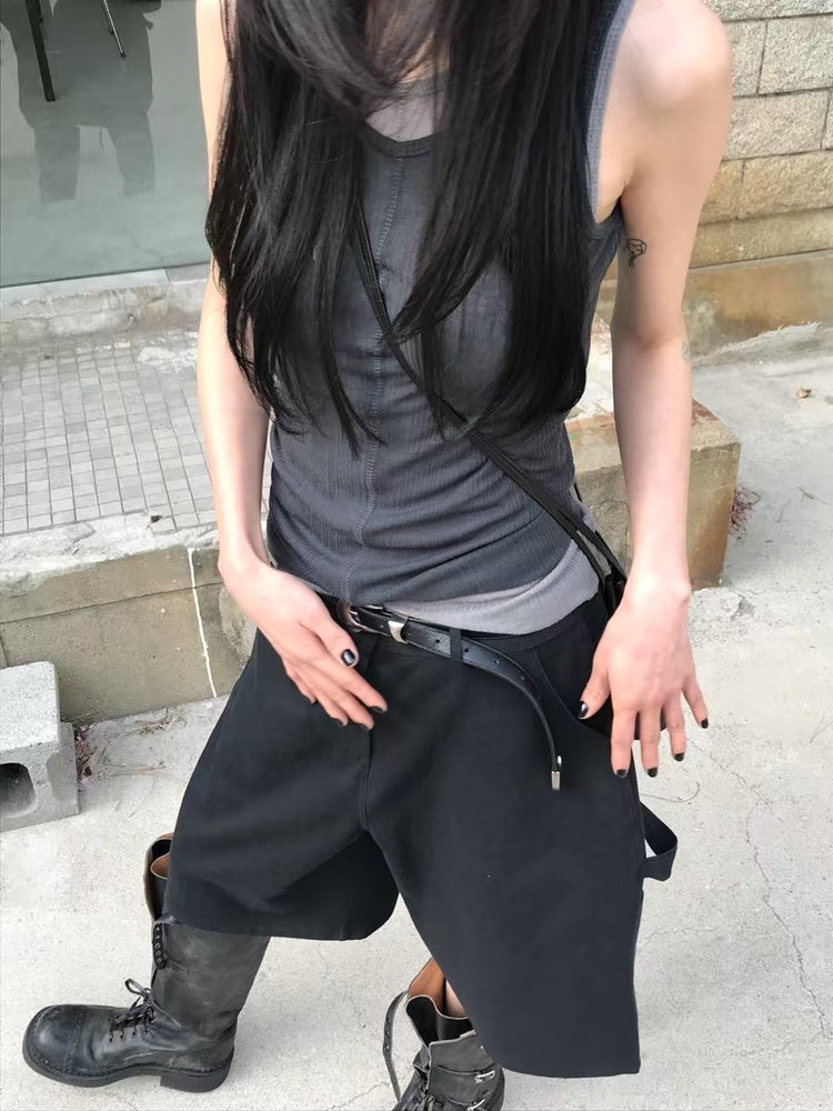 天絲透膚背段落細節背心