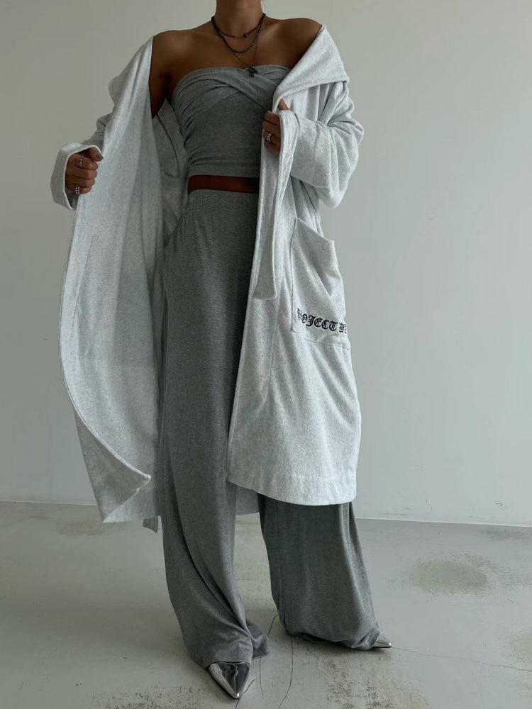 (現)軟糯交疊平口垂墜感舒適套裝