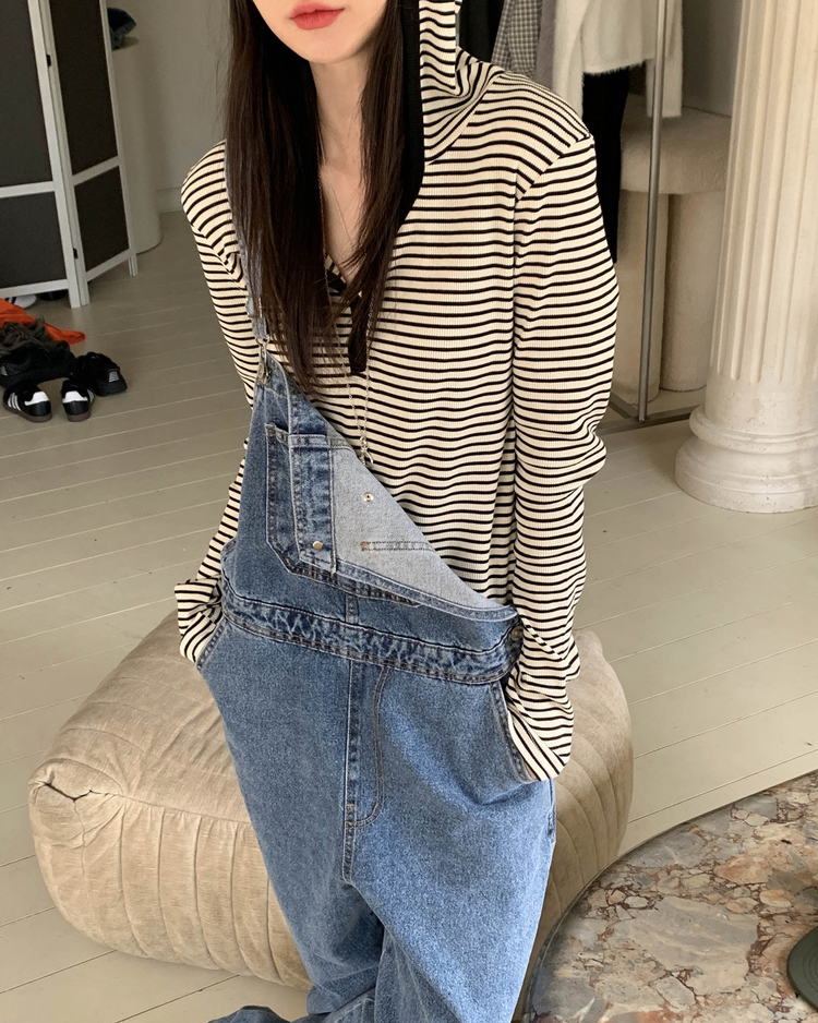 撞色條紋連帽上衣