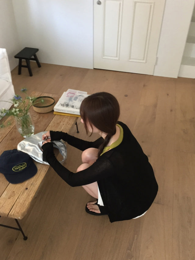 美色削肩基礎針織背心
