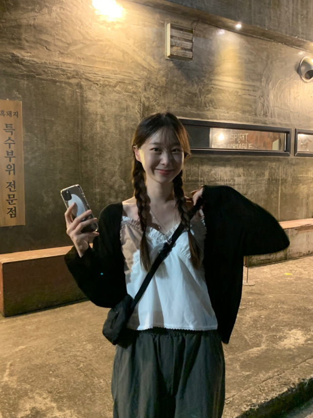 透膚排鈕寬鬆針織外套