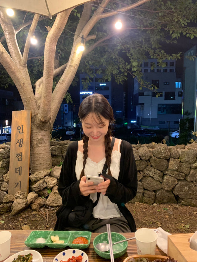 透膚排鈕寬鬆針織外套