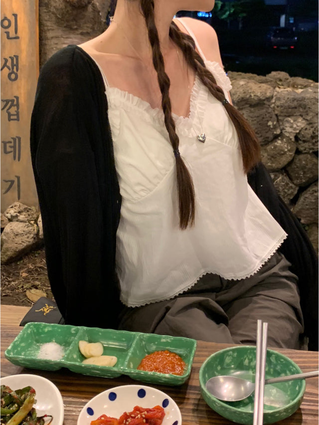 透膚排鈕寬鬆針織外套