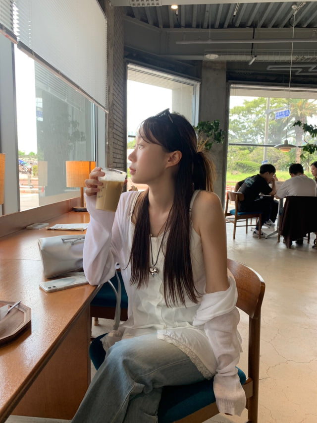 透膚排鈕寬鬆針織外套