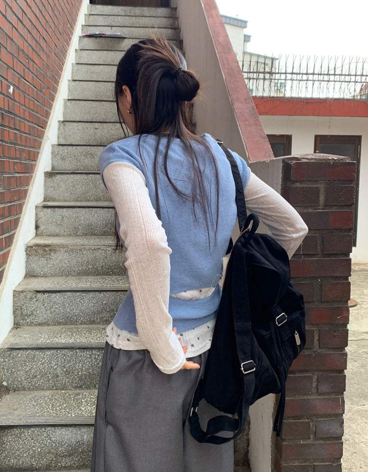 美鎖骨縷空細節針織上衣