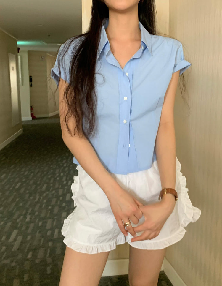 美色修身短袖襯衫
