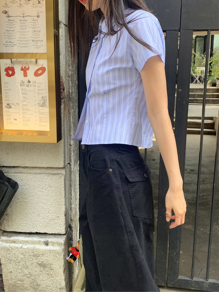 美色修身短袖襯衫