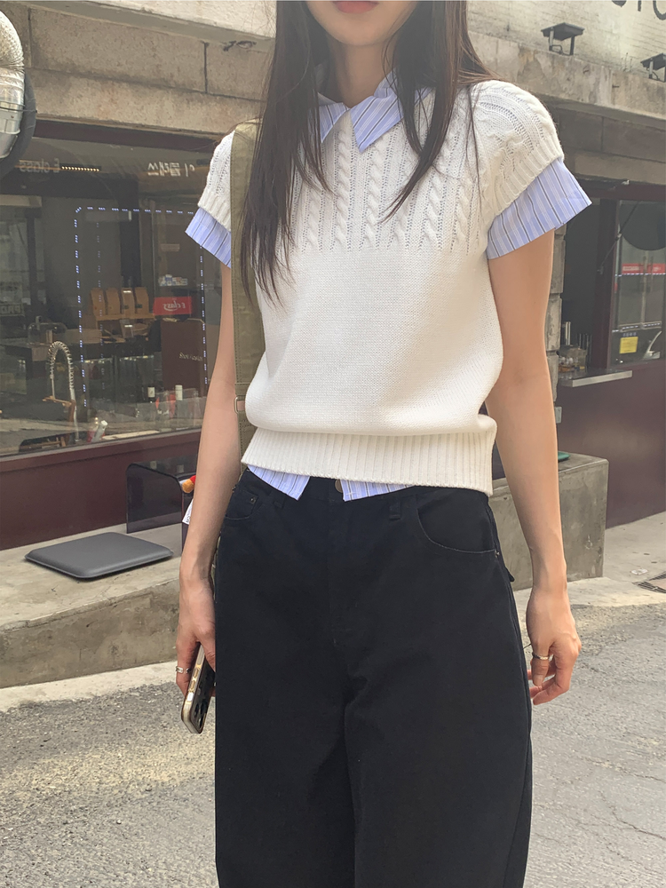 美色修身短袖襯衫