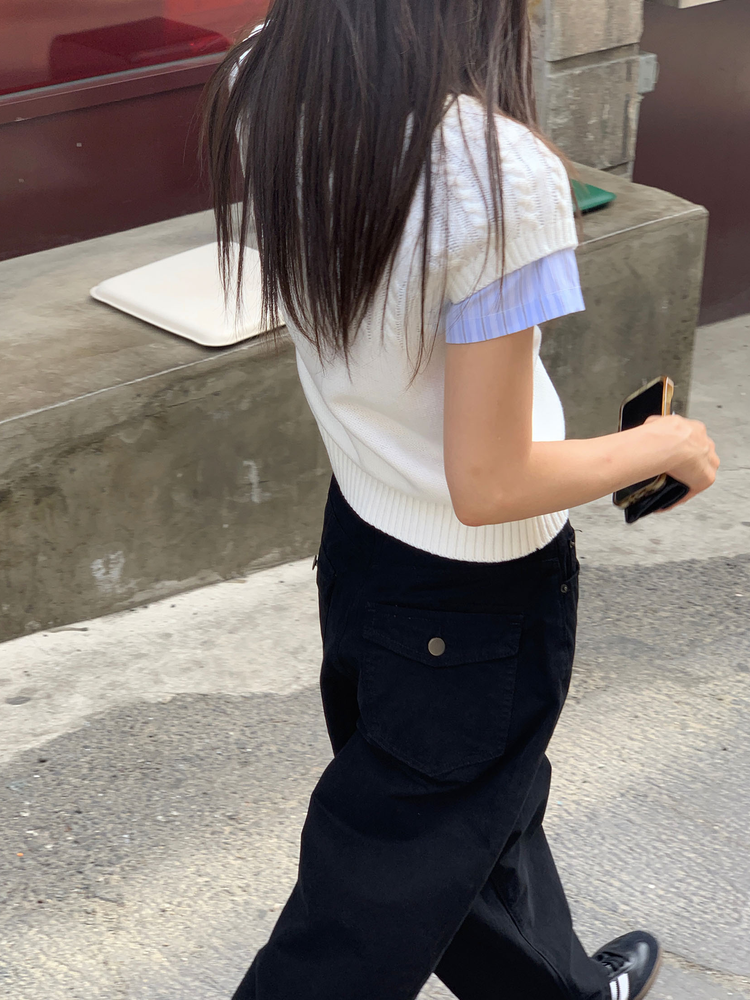 美色修身短袖襯衫