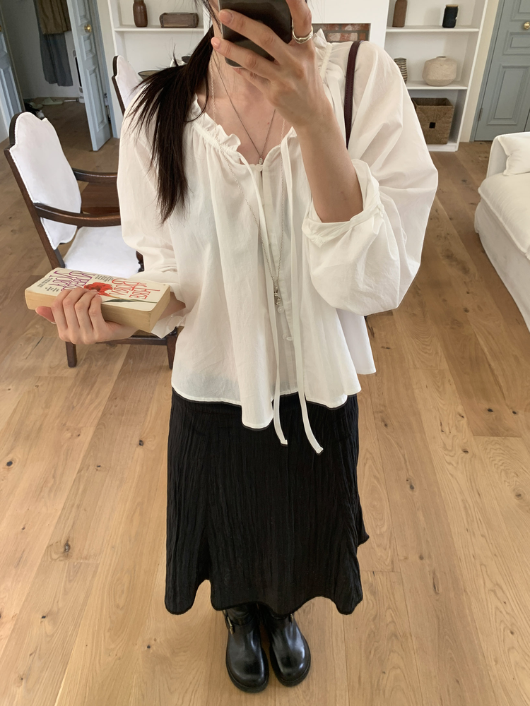 貝殼感蕾絲邊皺皺細節半裙