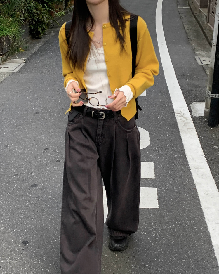 美色排鈕修腰針織衫