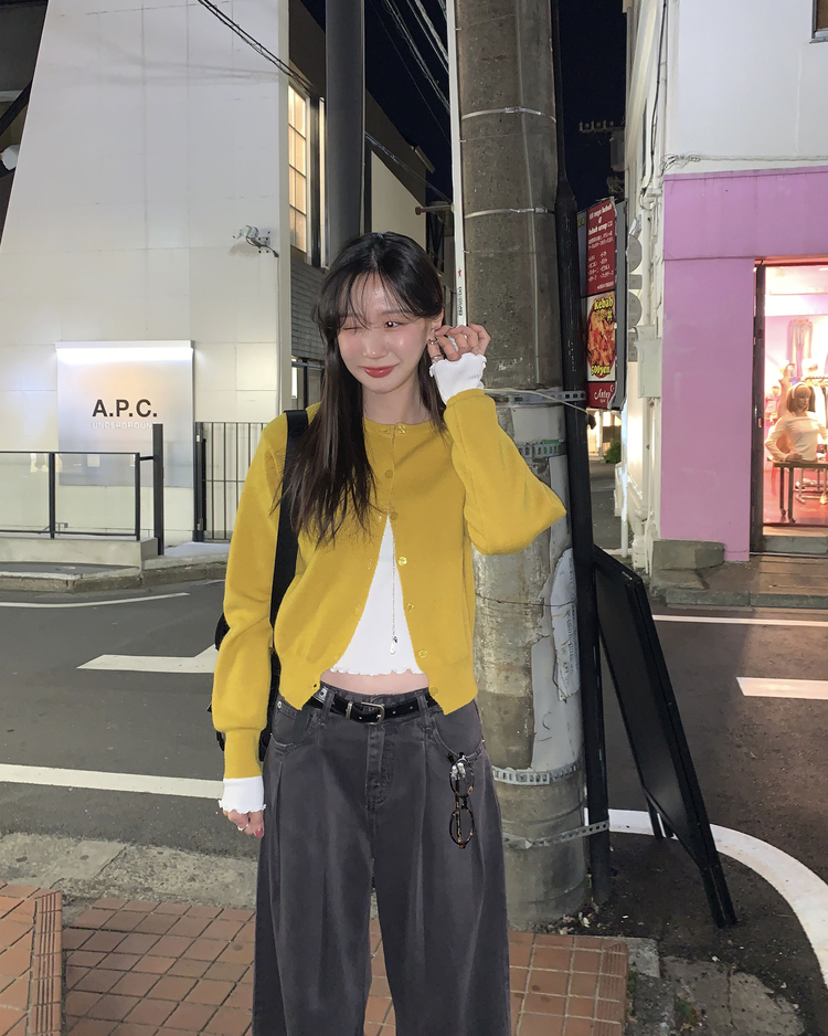 美色排鈕修腰針織衫