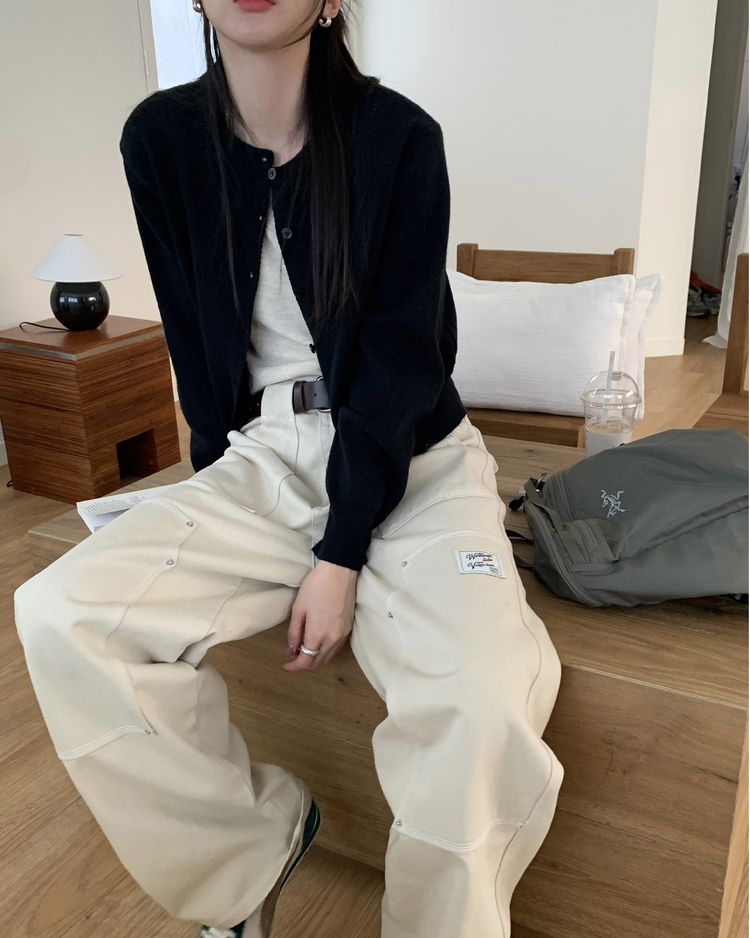 美色排鈕修腰針織衫