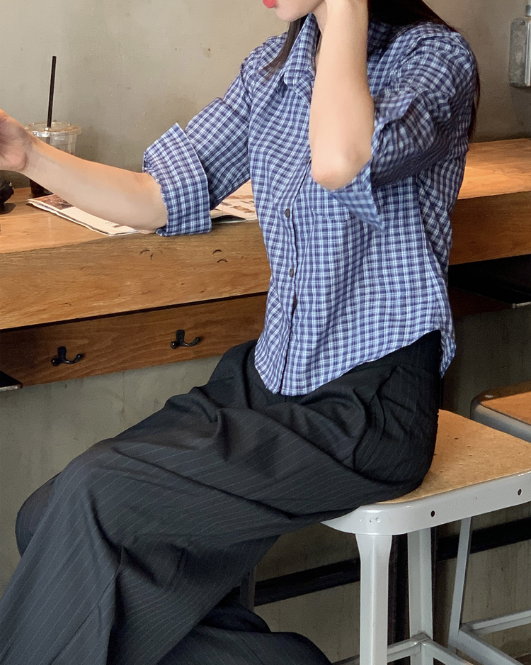 百搭修身七分袖襯衫
