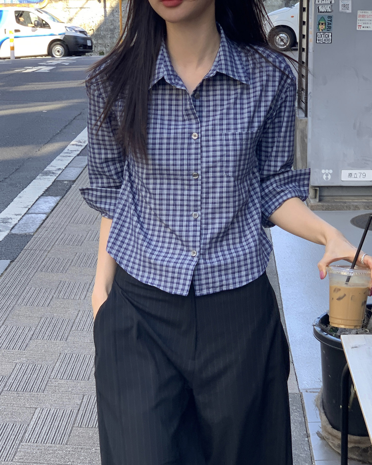 百搭修身七分袖襯衫