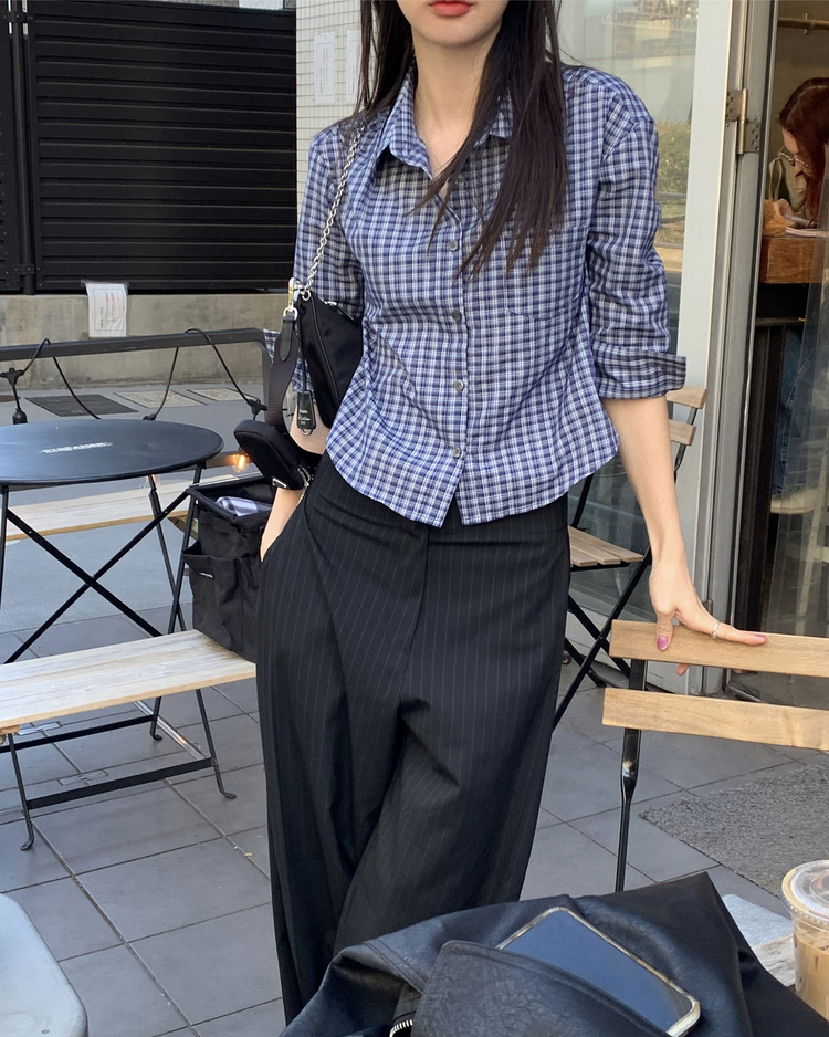 百搭修身七分袖襯衫