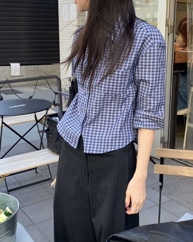 百搭修身七分袖襯衫