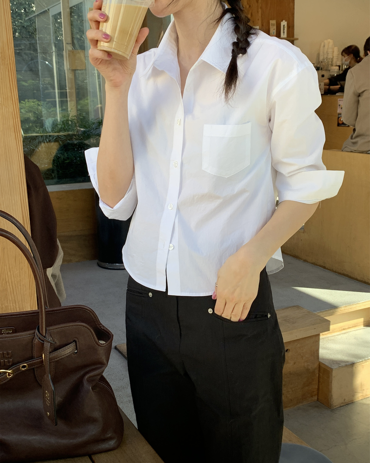 百搭修身七分袖襯衫